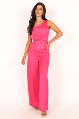 Isabel One Shoulder Jumpsuit - Pink