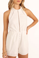 Nelda Halter Romper - White