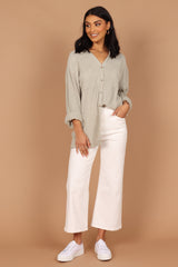 Bobby Button Down Top - Sage Green
